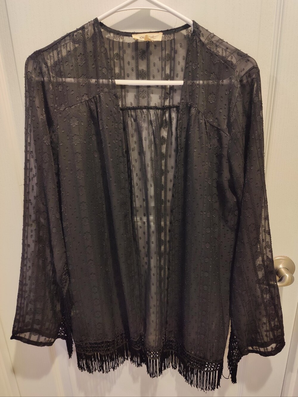 Love Culture Black Sheer Fringe Coverup